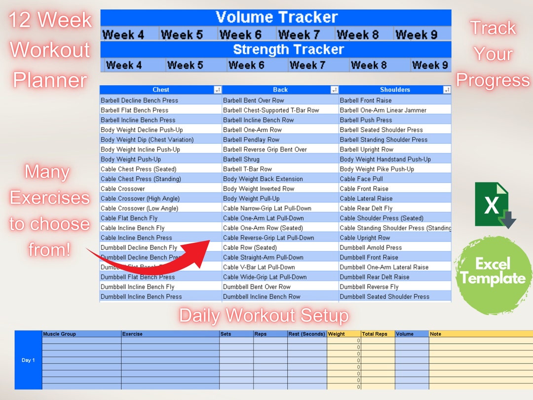 Fitness Planner Excel Template Fitness Workout Planner Excel Fitness