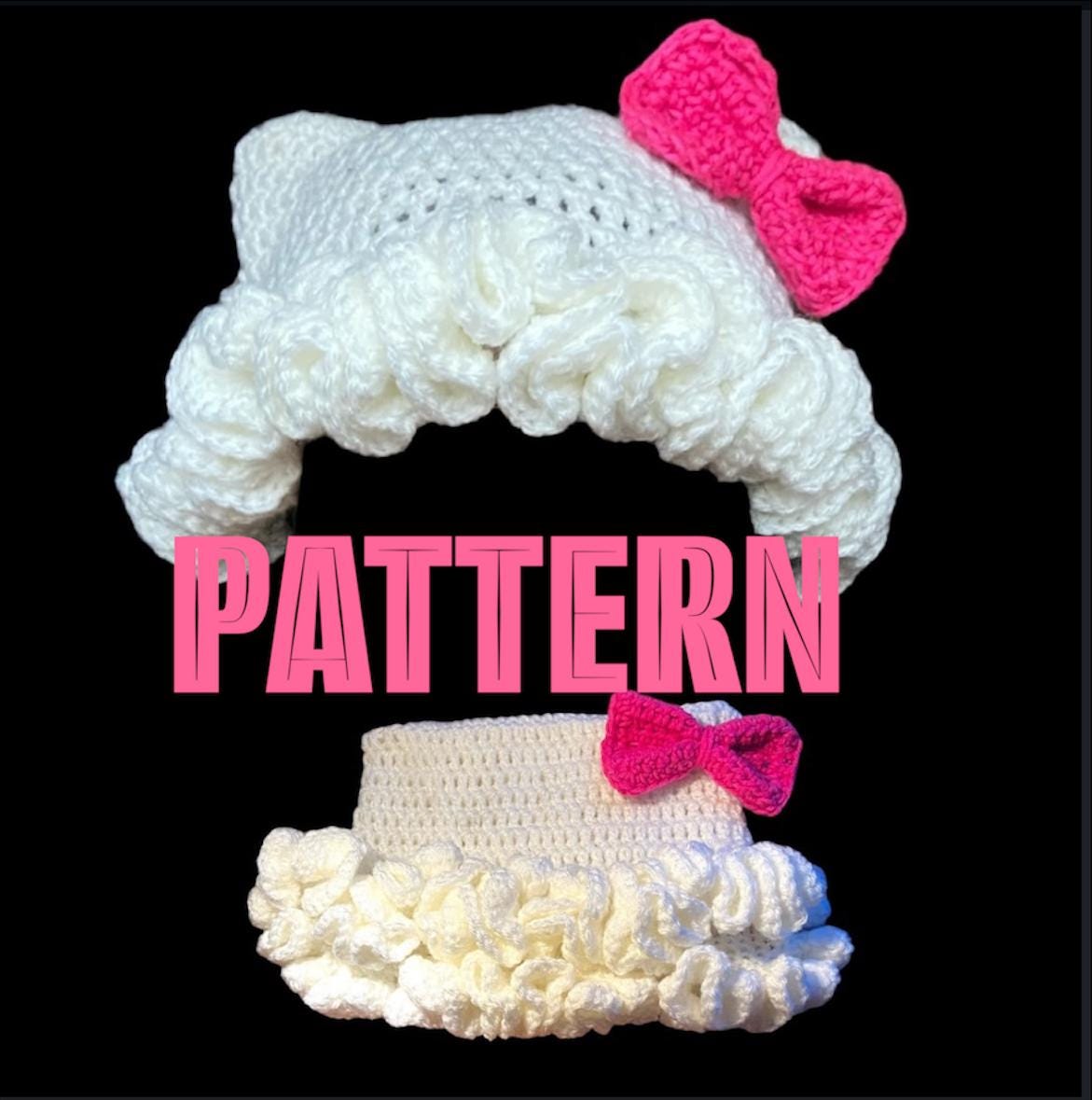 PDF Download Crochet Kitty Ear Ruffle Hat Pattern - Etsy