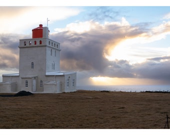 Dyrholaey Lighthouse, Landscape Photography Print, Iceland Wall Art and Decor