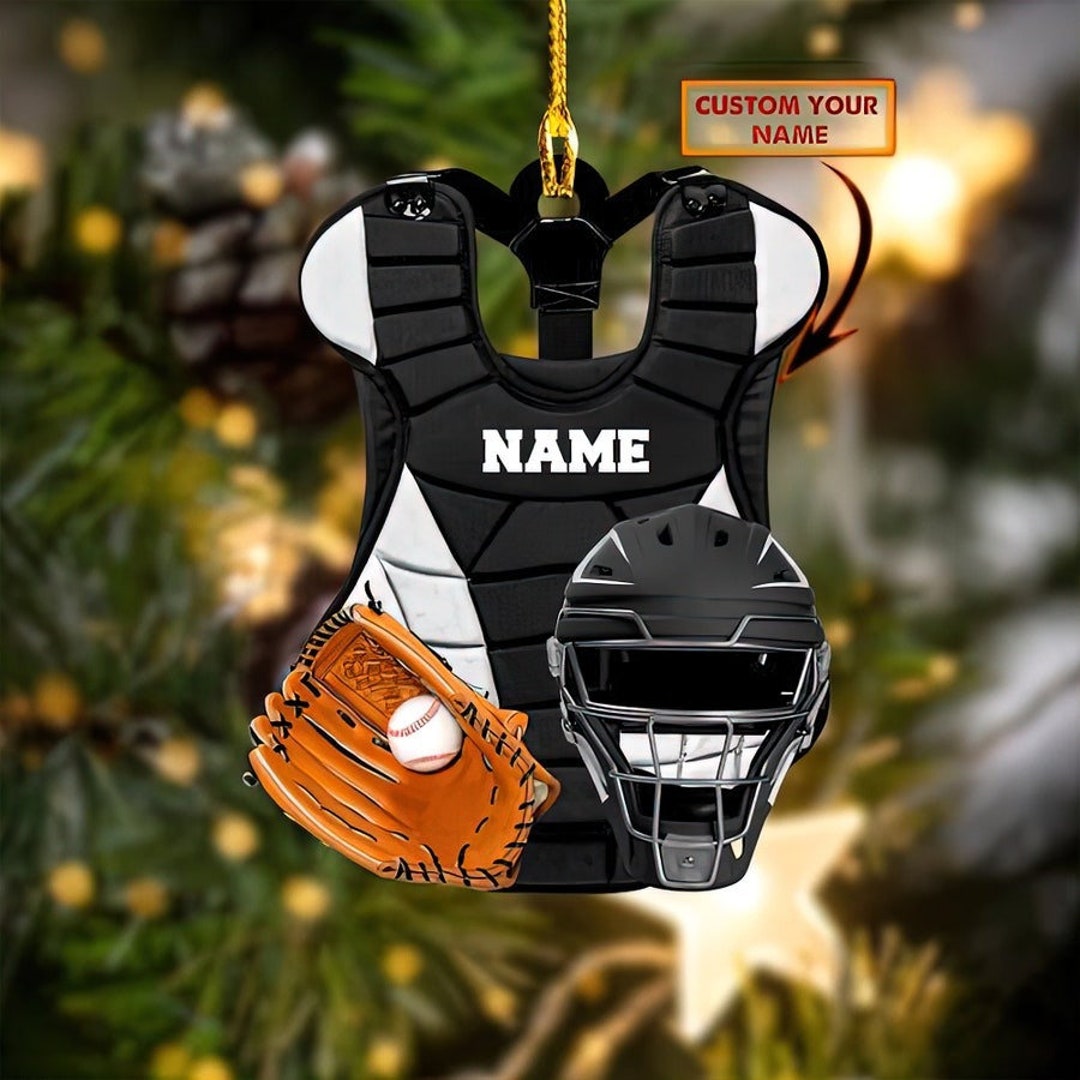 Baseball Catcher Chest Protector and Helmet Christmas Flat Etsy