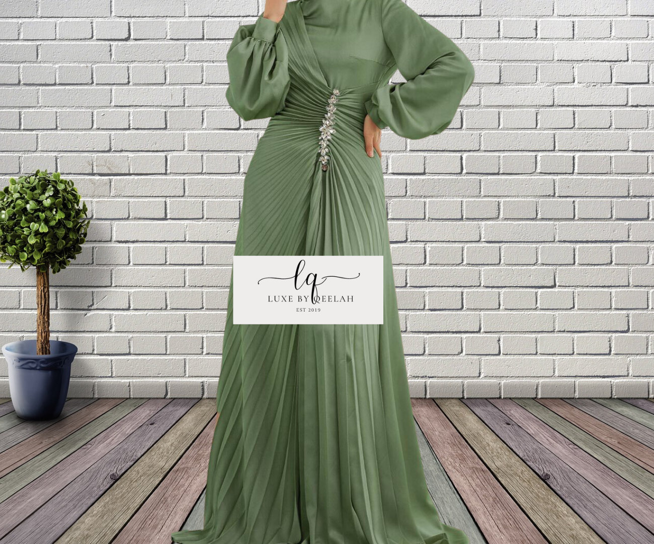Green Modest Gown - Etsy Green Modest Gown - Etsy