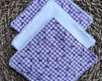 Set of 3 washable makeup remover pads – Handmade in cotton & bamboo sponge – Reusable, eco-friendly, zero waste