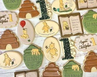 Winnie the Pooh Cookies, Baby Shower Cookies, First Birthday Cookies, Party Favors