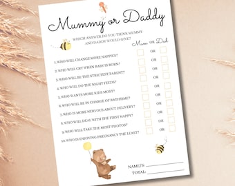 Teddy Bear Baby Shower Word Scramble Mummy or Daddy Printable Game | Instant Download | Print at home | PDF Print