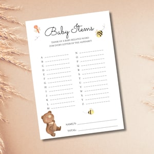 Teddy Bear Baby Shower Baby Items Printable Game | Instant Download | Print at home | PDF Print