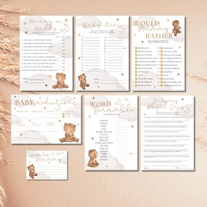 Teddy Bear Baby Shower Games | 7 Activity Games included | Instant Download | Print at home | PDF Print