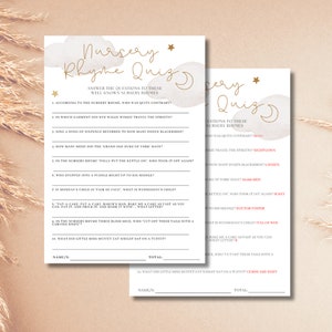 Teddy Bear Baby Shower Nursery Rhyme Quiz Game | Instant Download | Print at home | PDF Print