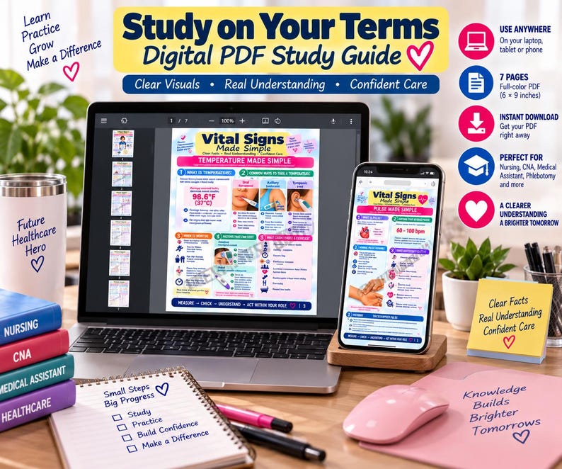 Vital Signs Study Guide, Nursing Cheat Sheet, Clinical Quick Reference ...