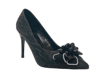 Womens High Heel Diamante Court Shoes