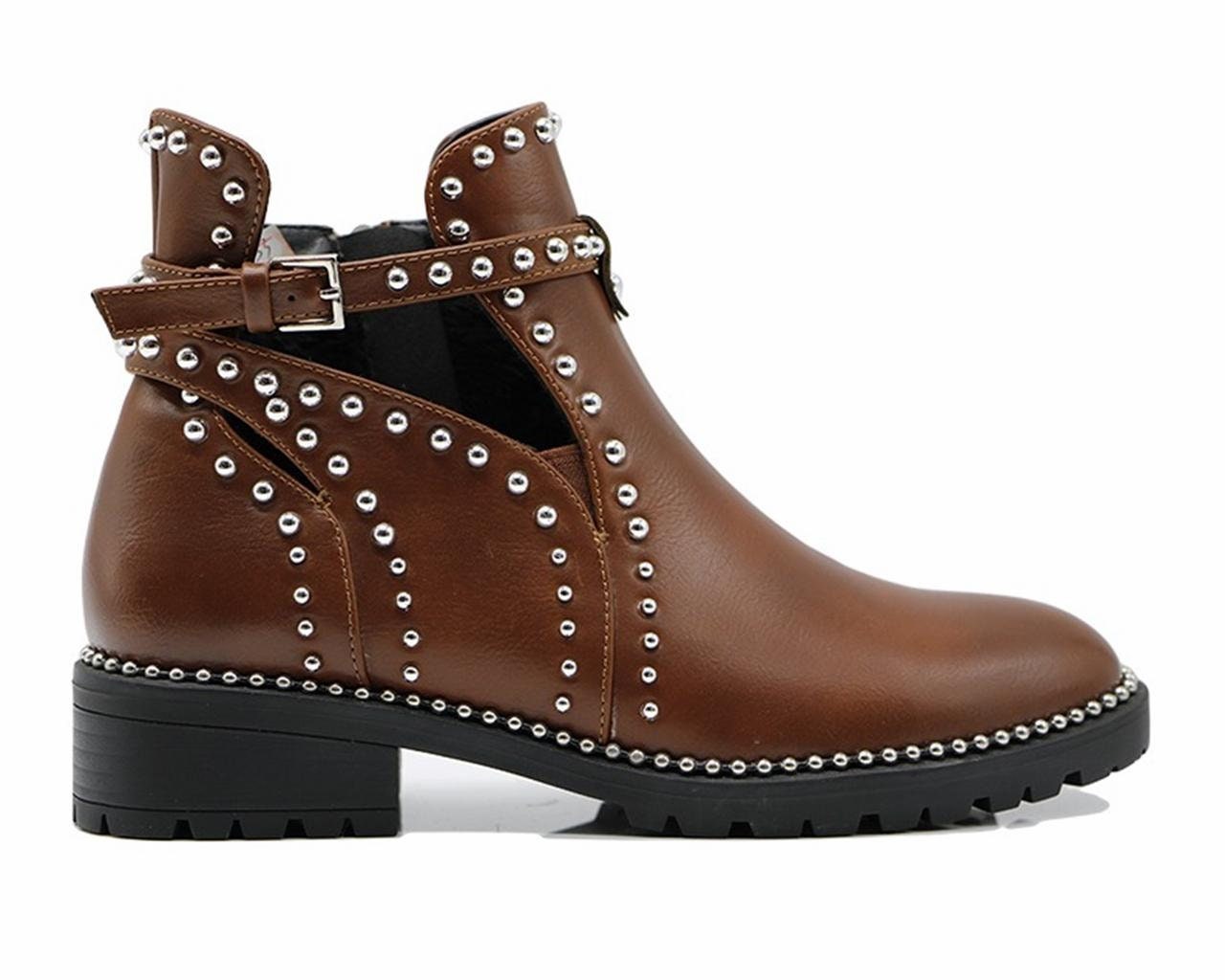 Womens S6533 Studs Ankle Boots Camel Etsy Canada