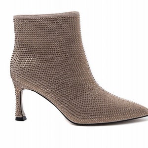 Womens Ideal Shoes 3671 Crystals Ankle Boots Gold