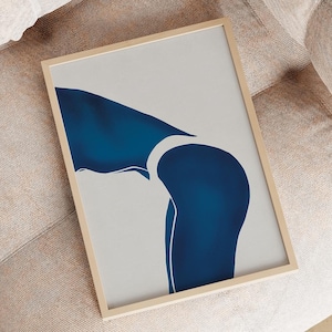 Impression d&#39;art mural corps féminin | Art minimaliste bohème | Poster féminin | Dessin bleu | Décoration d&#39;intérieur | Téléchargement numérique imprimable