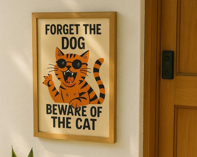 Funny Cat Poster – Retro Printable Wall Art, Vintage Style Digital ...