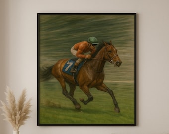 Horse Racing Digital Download Poster, Equestrian Wall Art, Vintage Jockey Print, Sports Home Decor, Large Printable Artwork, Wall Art Gift