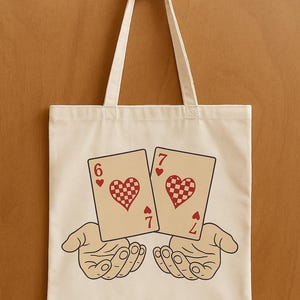6 7 SVG, Six Seven-presentspelkort SVG, Vintagehänder, Pokerhjärta png pdf, T-shirt- och muggdesign, utskrivbar digital nedladdning