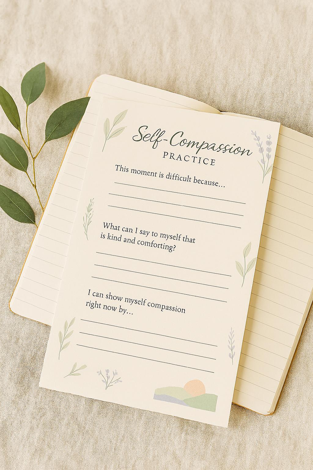 Self-compassion Worksheet Printable – Gentle Journal Page for Emotional ...