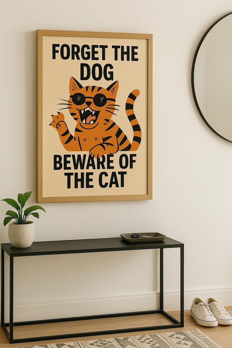 Funny Cat Poster – Retro Printable Wall Art, Vintage Style Digital ...