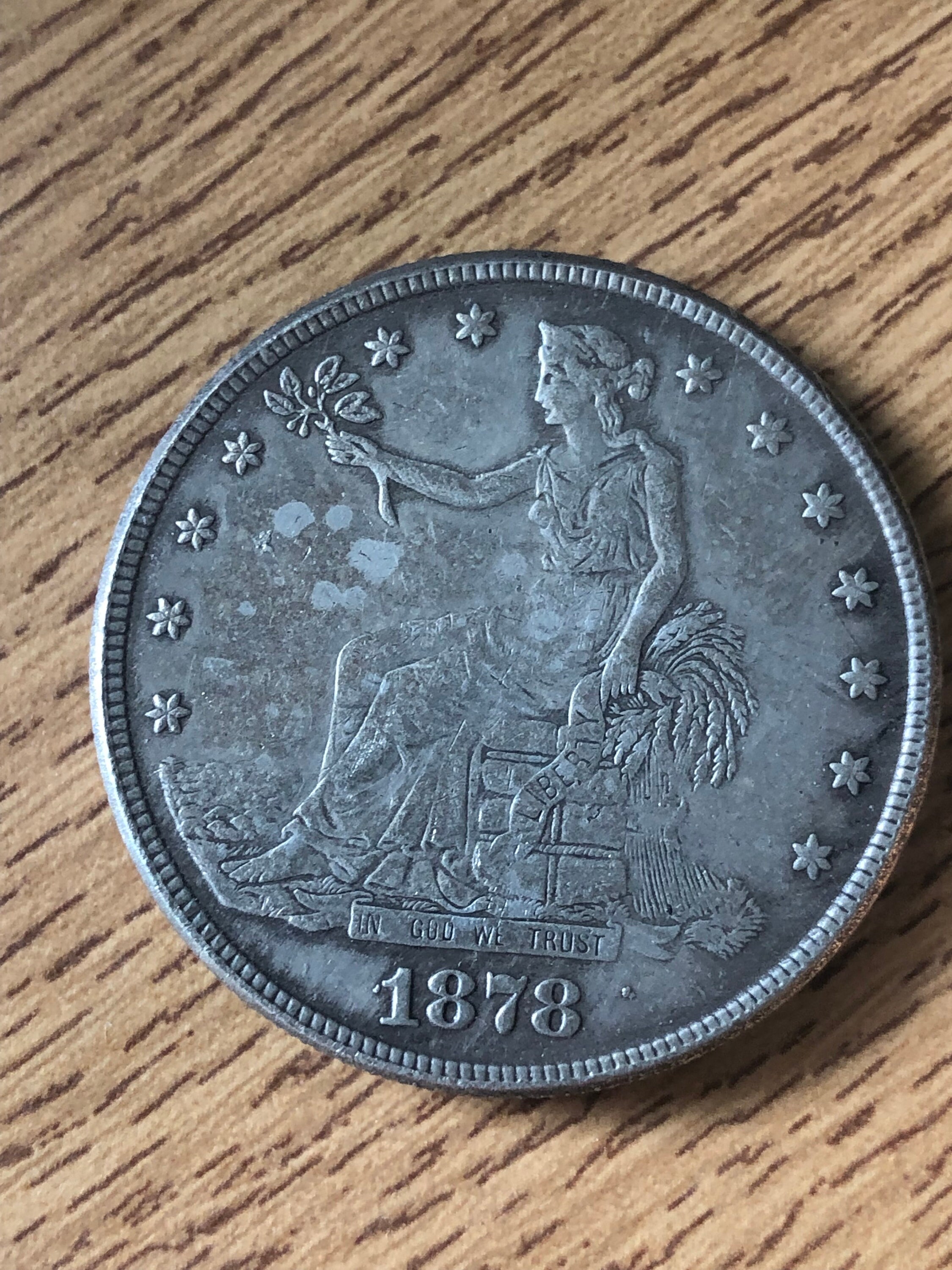 1874年アメリカTrade dollar貿易銀 荘印あり