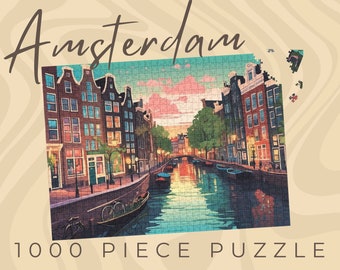 Zonsondergang in Amsterdam, Nederland, puzzel van 1000 stukjes
