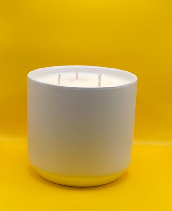 Large Limoncello Scented White Triple Wick Candle & Plant Pot