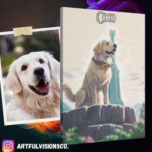 Custom Animal Anime Pet Portrait Personalized Manga Video Games Zelda Pet Art Canvas Gift
