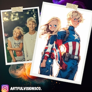 Custom Super Hero Portrait Comic Book Birthday Present Custom Art Custom Portrait Canva Personalized Friend Gift