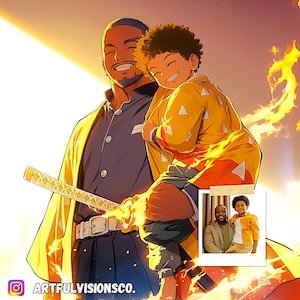 Custom Demon Anime Couple Gift for Birthday Present Custom Art Canvas Personalised Friends Gift