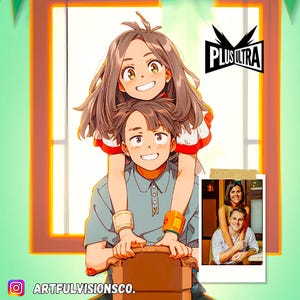 Custom Hero Portrait for Friends Anime Portrait Custom Couple Anime Birthday Present Custom Portrait Mother&#39;s Day Gift