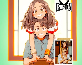 Custom Hero Portrait for Friends Anime Portrait Custom Couple Anime Birthday Present Custom Portrait Mother&#39;s Day Gift