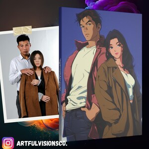 Custom 90's Anime Retro Portrait for Friend Anime Portrait or Custom Couple Anime Birthday Present Custom Portrait Personalized Friend Gift