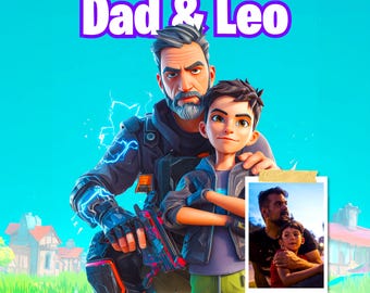 Custom Battle Royale Game Character Video Game for Custom Kid Father's Day Portrait Video Game Wall art on Canva Personalized Gift