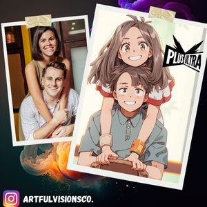 Custom Hero Portrait for Friends Anime Portrait Custom Couple Anime Birthday Present Custom Portrait Mother's Day Gift