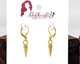 Yor Forger, boucles d'oreilles cosplay pointes dorées, boucles d'oreilles cosplay pendule en or, bijoux cosplay, cosplay, boucles d'oreilles pendule, cosplay d'espion