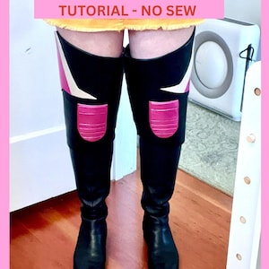 Mira, cosplay boot tops, tutorial, no sew, pattern, DIY, boots, boot top, boot, boot spat, boot spats, cosplay, demon hunting accessories