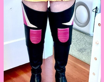 Mira, cosplay boot tops, tutorial, no sew, pattern, DIY, boots, boot top, boot, boot spat, boot spats, cosplay, demon hunting accessories