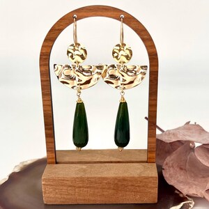 Mao Mao, tuinfeest cosplay oorbellen, goud en groen, jade druppel, cosplay, anime sieraden, anime cosplay, goud, groen, jade, druppel