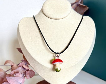 Glass mushroom necklace