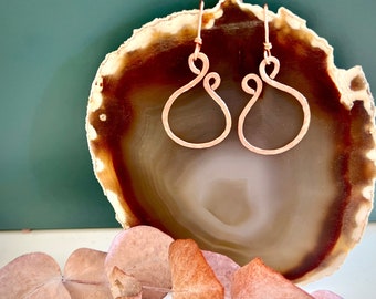 Artisan jewelry, copper earrings, hammered copper, statement earrings, hand forged, geometric earrings, oxidized earrings, minimalist