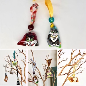 Custom pet ornaments, cartoon ornament, hand painted, seaglass ornament, sea glass ornament, Christmas, custom pet, animal lover gift, dog