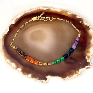 Rainbow pride flag anklet, rainbow, pride anklet, beaded anklet, square, simple, subtle