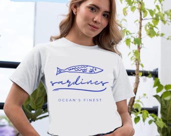 Retro Sardine Coastal PNG For POD And T-shirt Design