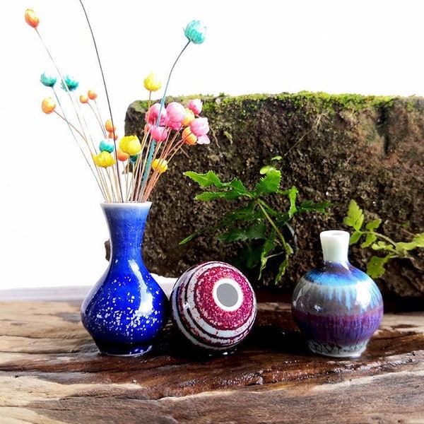 Unique Miniature Vase,Tiny Vases,Little glazed Ceramic Pot,Tiny Pottery,Ceramic Vase,Miniature Plant Pots,Cute Mini Vase,Dollhouse Decor