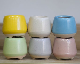 Maceta de cerámica para suculentas de 6 colores con orificio de drenaje, ideal para flores, suculentas, cactus, macetas pequeñas, regalo para amantes de las plantas.