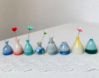 Unieke miniatuurvaas, kleine vazen, kleine geglazuurde keramische pot, klein aardewerk, keramische vaas, miniatuur plantenpotten, schattige minivaas, keukendecor