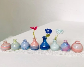 Unieke miniatuurvaas, kleine vazen, kleine geglazuurde keramische pot, klein aardewerk, keramische vaas, miniatuur plantenpotten, schattige minivaas, keukendecor
