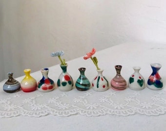 Unieke miniatuurvaas, kleine vazen, kleine geglazuurde keramische pot, klein aardewerk, keramische vaas, miniatuur plantenpotten, schattige minivaas, keukendecor