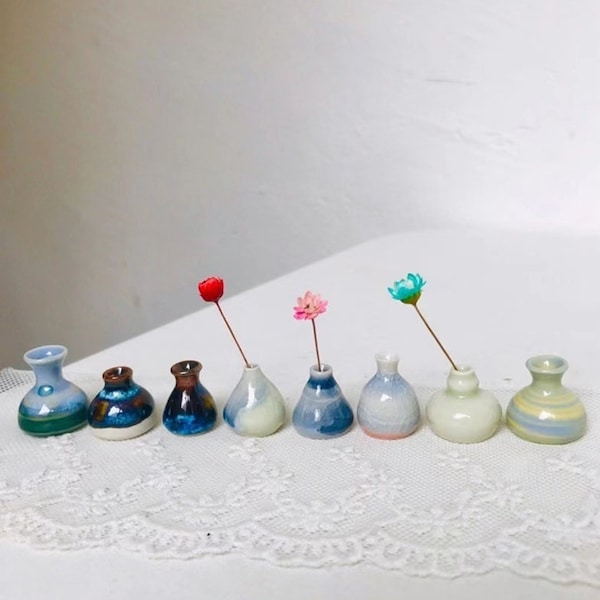 Unique Miniature Vase,Tiny Vases,Little glazed Ceramic Pot,Tiny Pottery,Ceramic Vase,Miniature Plant Pots,Cute Mini Vase,Kitchen Decor