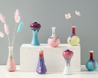Unique Mini Ceramic Vases,glazed vase,Tiny Vases,Little glazed Ceramic Pot,Tiny Pottery,Miniature Plant Pots,Bud Vases,Mother&#39;s Day Gift