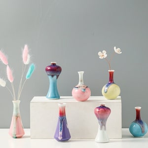 Unique Mini Ceramic Vases,glazed vase,Tiny Vases,Little glazed Ceramic Pot,Tiny Pottery,Miniature Plant Pots,Bud Vases,Mother&#39;s Day Gift
