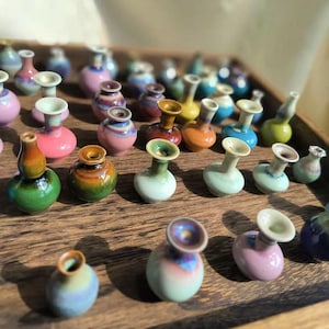 Unique Miniature Vase,Tiny Vases,Little glazed Ceramic Pot,Tiny Pottery,Ceramic Vase,Miniature Plant Pots,Cute Mini Vase,Dollhouse Decor
